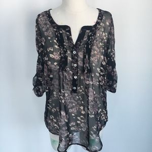 Sheer Cherry Blossom Print Blouse